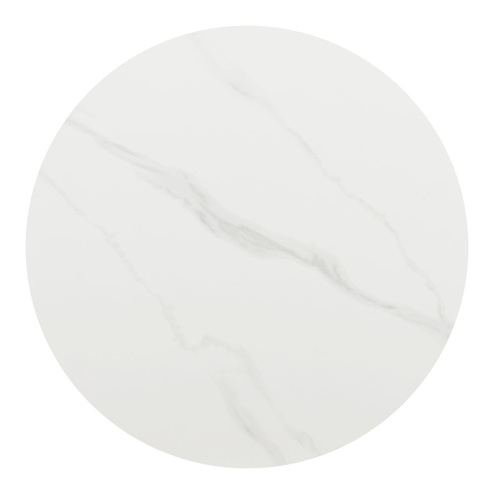 Mesa de Comedor para Hotel - ZUO IZAR - Blanco - Cubierta de Piedra Sinterizada Símil Mármol y Estructura de Acero con Recubrimiento en Polvo