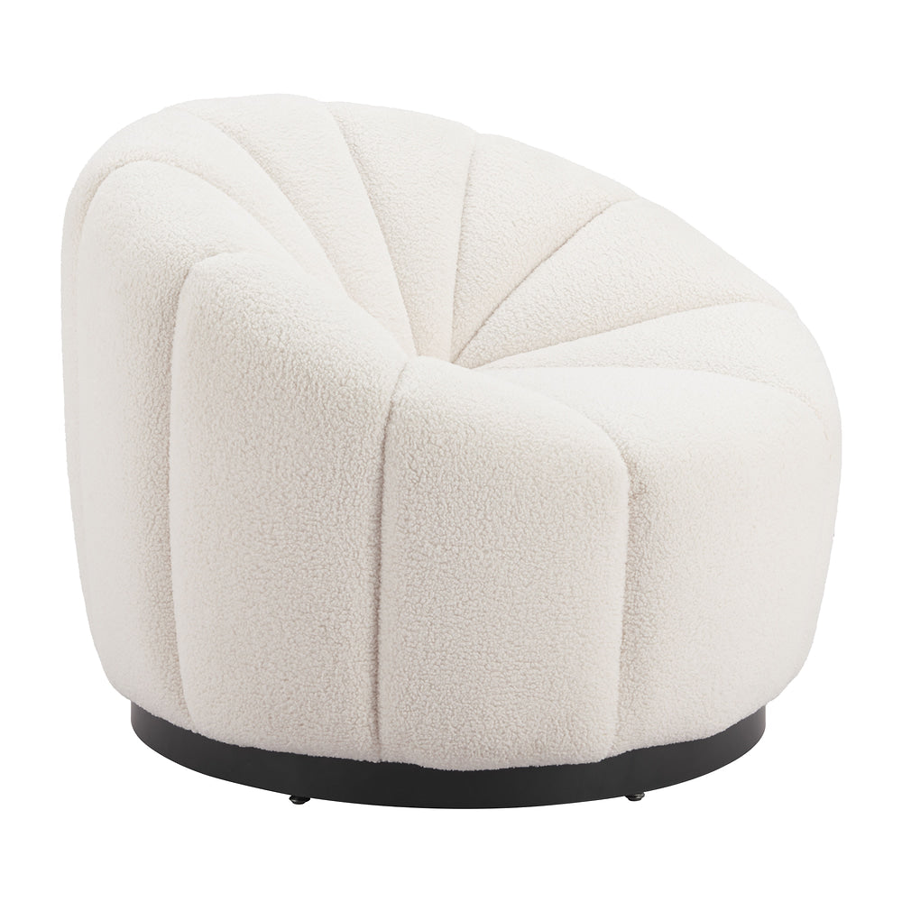 Sillón Ocasional para Spa - ZUO BHUTAN - Crema - Asiento y Respaldo Tapizados en Tela Tipo Borrego