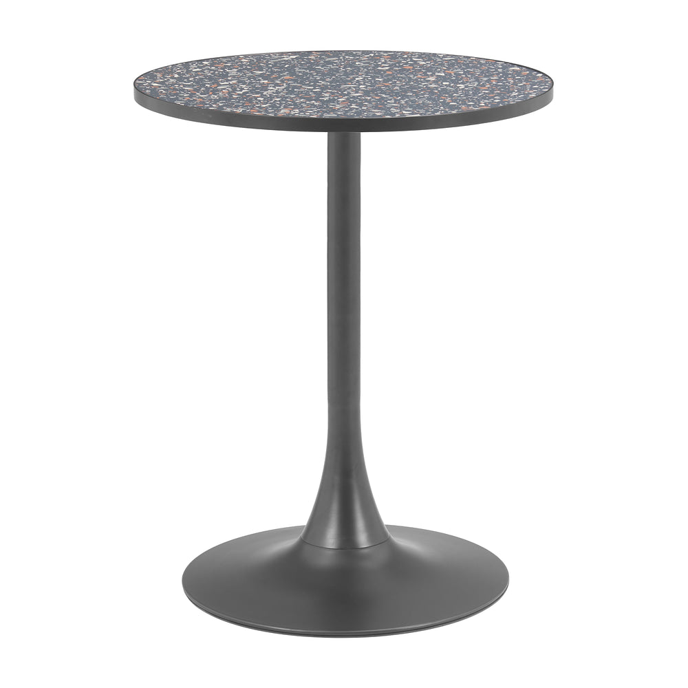 Mesa Bistró para Cafetería - ZUO BITE - Varios Colores - Cubierta de MDF Símil Terrazo y Estructura de Acero con Recubrimiento en Polvo - Negro
