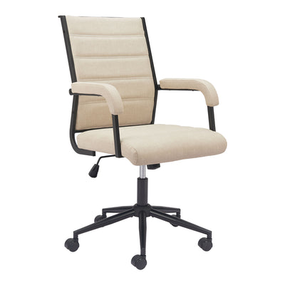 Silla de Oficina Secretarial para Coworking - ZUO AUCTION - Varios Colores - Asiento y Respaldo Tapizados en Piel Sintética - Beige