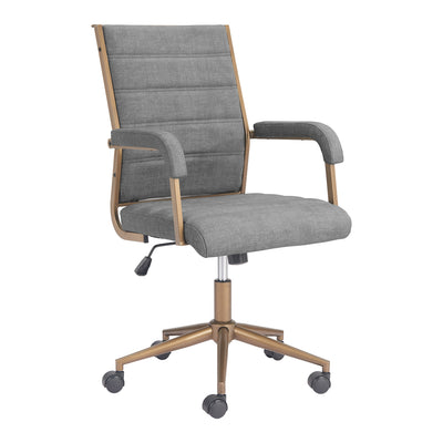 Silla de Oficina Secretarial para Coworking - ZUO AUCTION - Varios Colores - Asiento y Respaldo Tapizados en Piel Sintética - Gris
