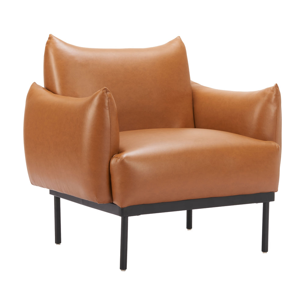 Sillón Ocasional para Recepción - ZUO SEKIL - Café - Asiento y Respaldo Tapizados en Piel Sintética