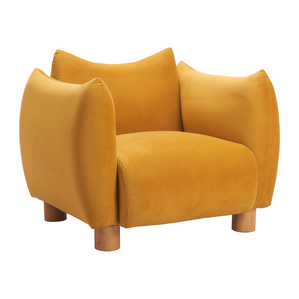 Sillón Ocasional para Spa - ZUO MEIA - Mostaza - Asiento y Respaldo Tapizados en Tela Tipo Terciopelo