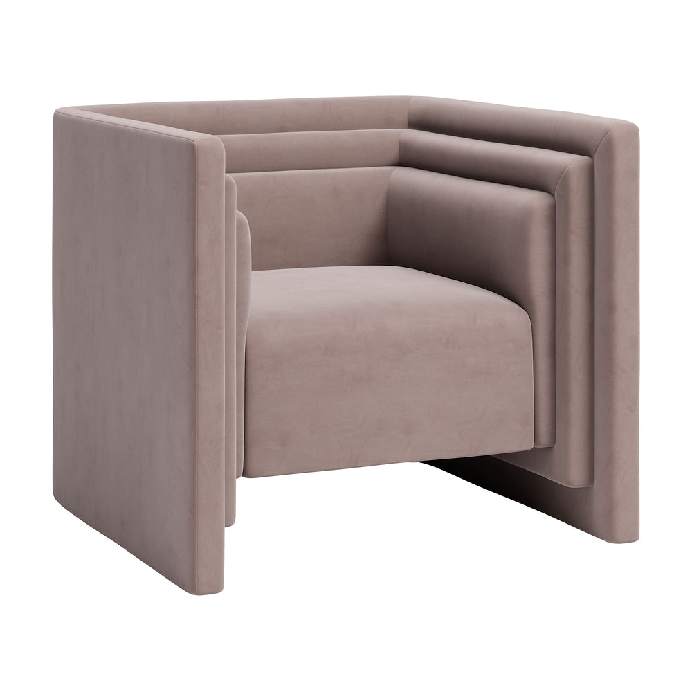Sillón con Descansabrazos para Spa - ZUO TRIPPEL - Taupe - Asiento y Respaldo Tapizados en Tela Tipo Terciopelo