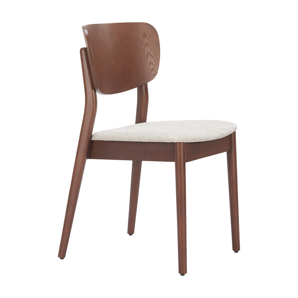 Silla Comercial para Salón de Eventos - ZUO KELLUA - Varios Colores - Asiento y Respaldo Tapizados en Lino Sintético - Beige y Nogal