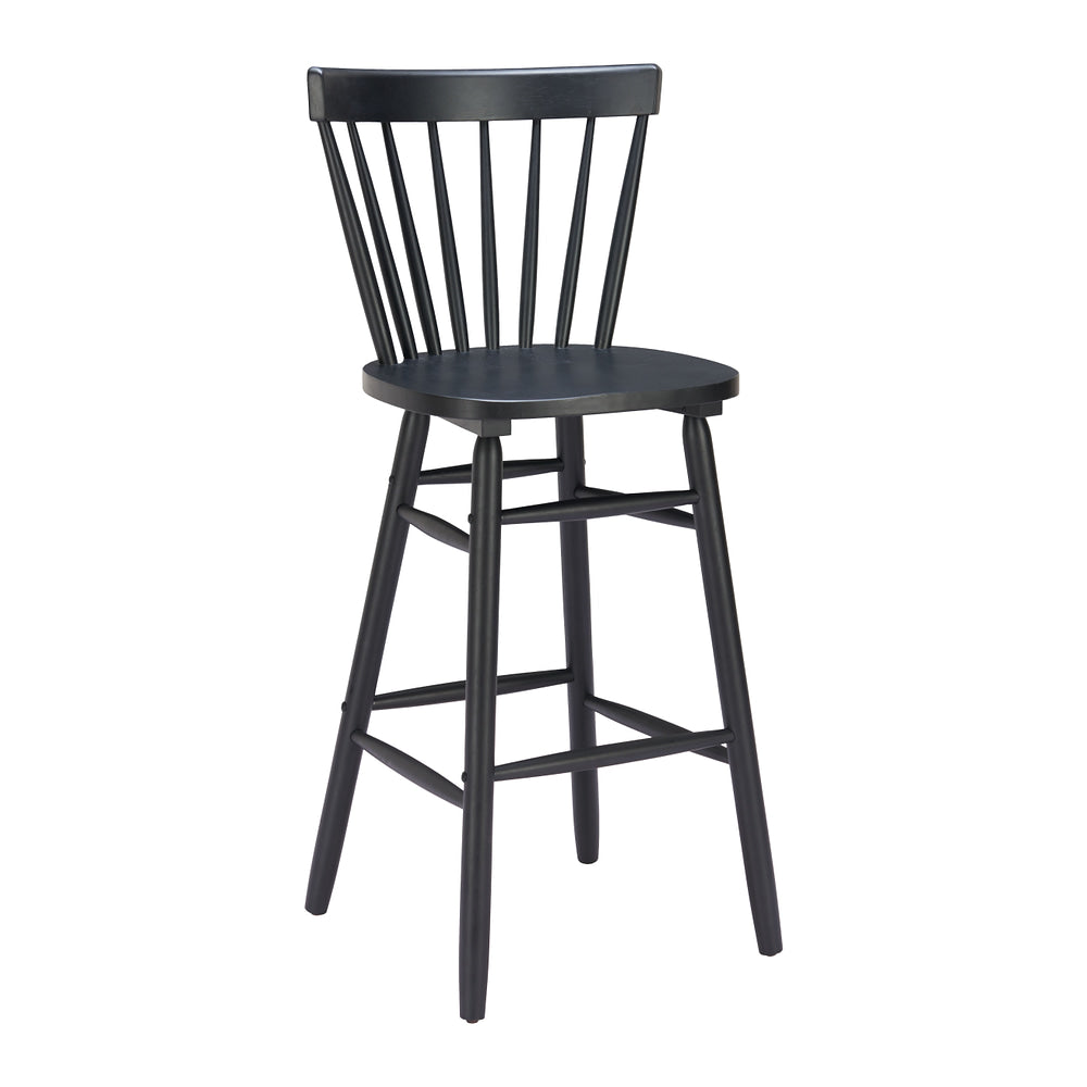 Banco Alto para Comedor de Empresa - ZUO TYCE - Negro - Asiento y Estructura en Madera de Hule Pintada