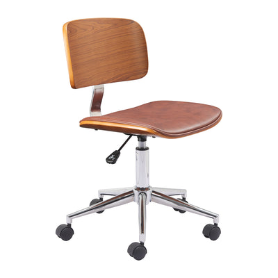 Silla de Oficina Secretarial para Recepción - ZUO DURAVEL - Café - Asiento y Respaldo Tapizados en Piel Sintética