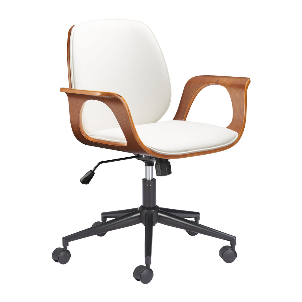Silla de Oficina Secretarial para Consultorio - ZUO ALI - Varios Colores - Asiento y Respaldo Tapizados en Piel Sintética - Blanco