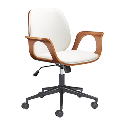 Silla de Oficina Secretarial para Consultorio - ZUO ALI - Varios Colores - Asiento y Respaldo Tapizados en Piel Sintética - Blanco