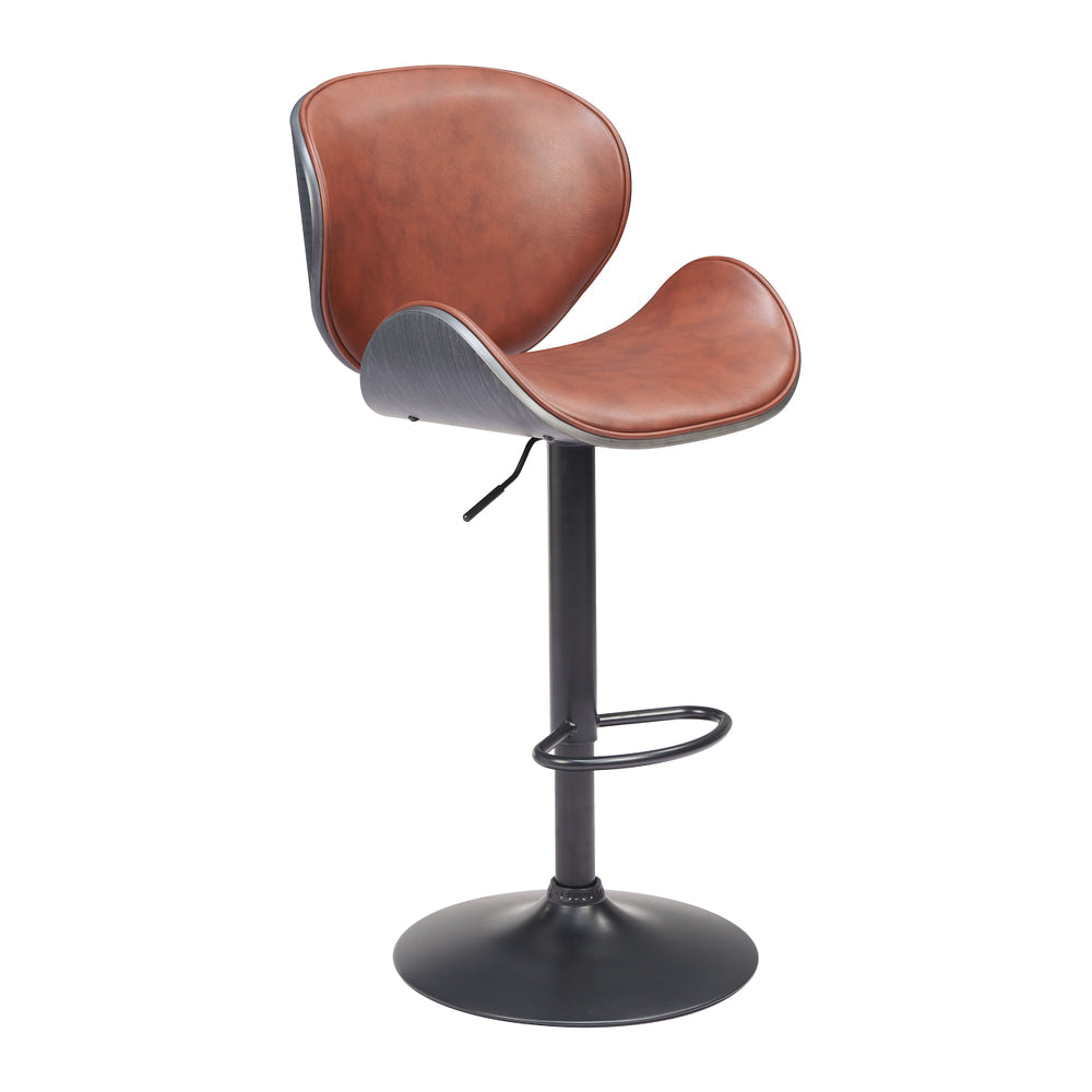 Banco Alto para Comedor de Empresa - ZUO MEYANE - Varios Colores - Asiento y Respaldo Tapizados en Piel Sintética - Café
