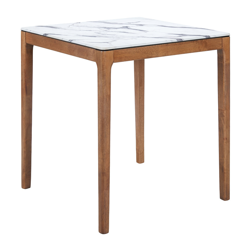 Mesa Mostrador para Bar - ZUO EVA - Blanco - Cubierta de Madera de Hule Símil Mármol y Estructura de Madera Maciza de Hule