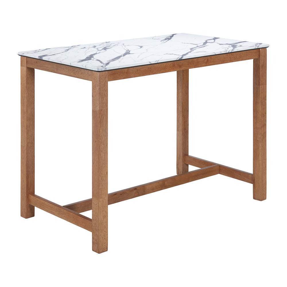 Mesa Mostrador para Comedor de Empresa - ZUO FEIN - Blanco - Cubierta de Madera de Hule Símil Mármol y Estructura de Madera Maciza de Hule