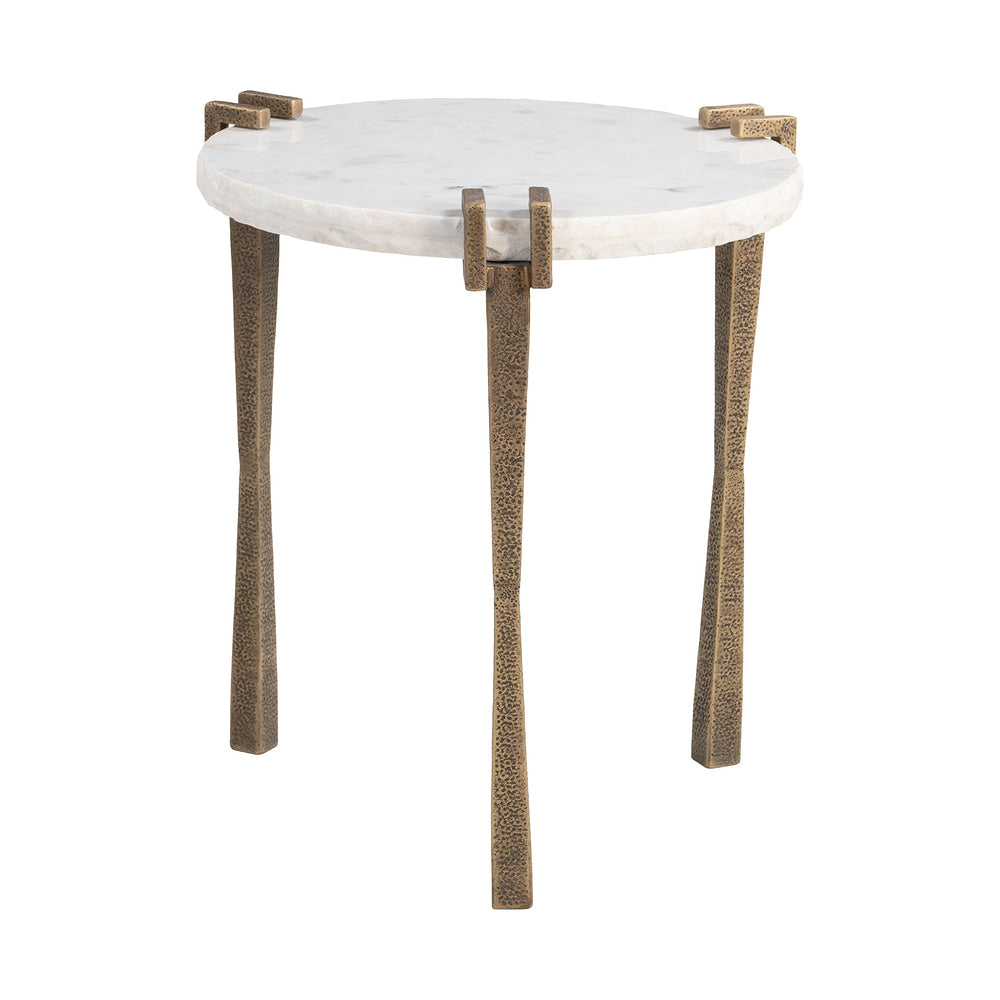Mesa Auxiliar para Coworking - ZUO RENCH - Blanco - Cubierta de Mármol Natural y Estructura de Hierro Chapado