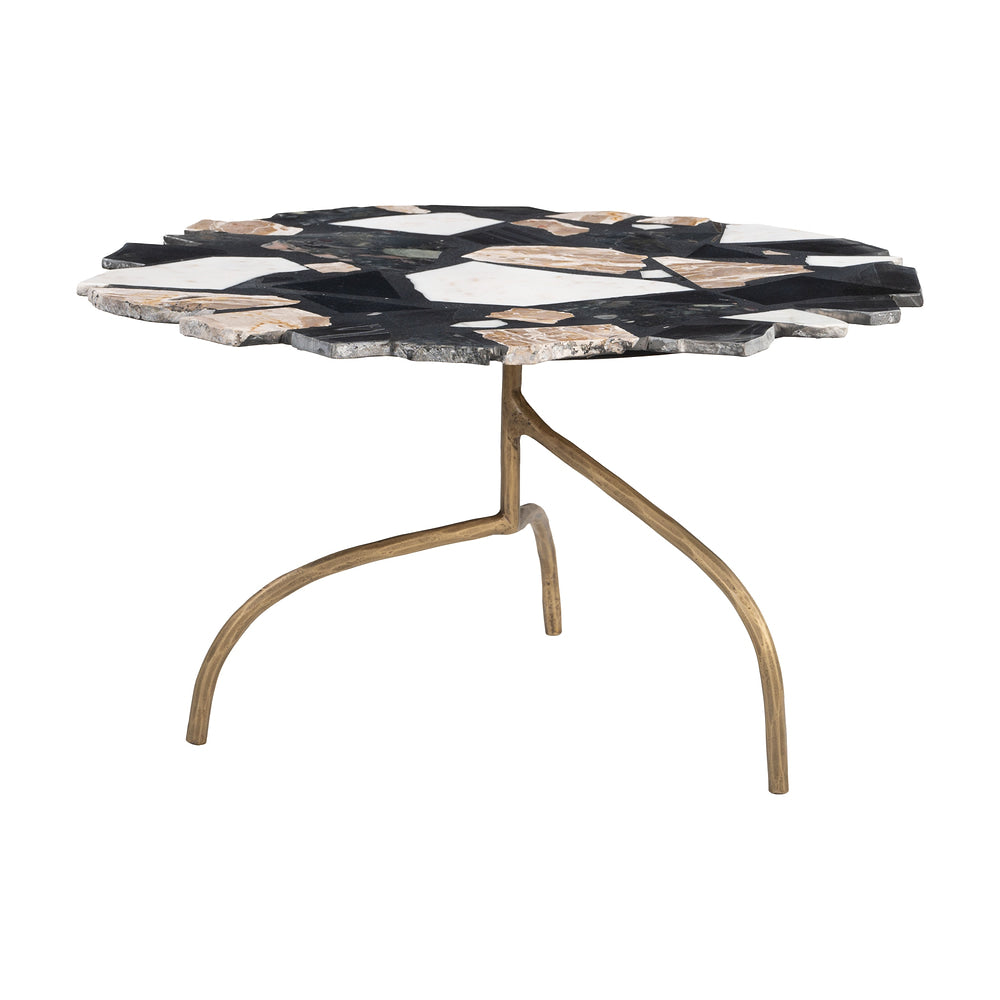 Mesa de Centro para Lounge - ZUO BAIA - Multicolor - Cubierta de Terrazo y Estructura de Hierro Forjado