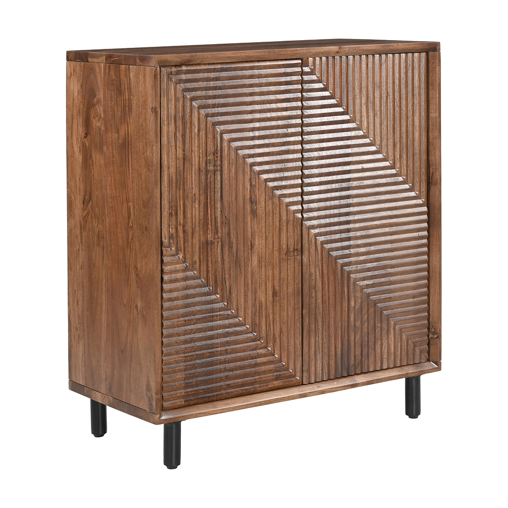 Gabinete para Consultorio - ZUO JATIL - Nogal - Cubierta de Acacia Maciza Laminada y Estructura de Acero con Recubrimiento en Polvo