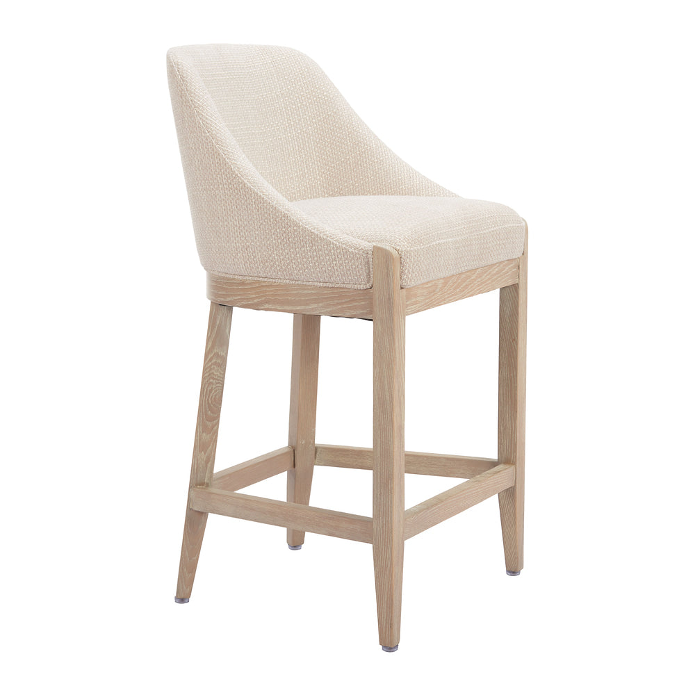 Banco Mostrador para Comedor de Empresa - ZUO CALMO - Beige - Asiento y Respaldo Tapizados en Tejido Texturizado