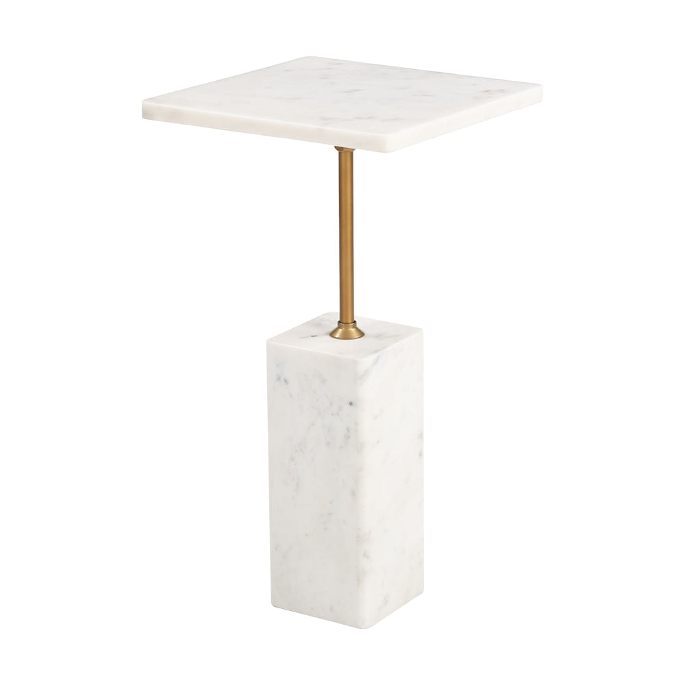 Mesa Auxiliar para Sala de Espera - ZUO NAHT - Blanco - Cubierta de Mármol Natural y Estructura de Hierro