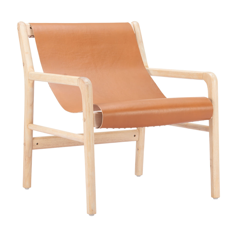 Sillón Ocasional para Sala de Espera - ZUO DOEK - Camel - Asiento y Respaldo Tapizados en Piel