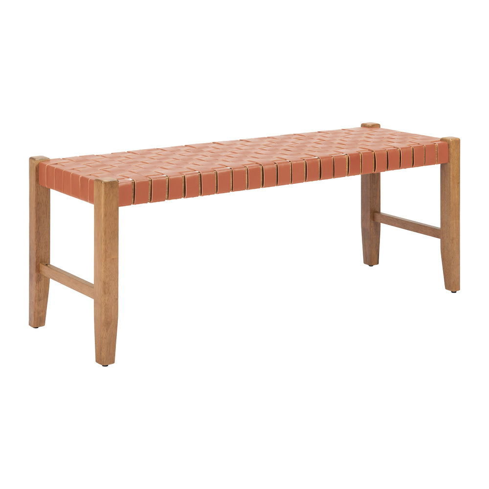 Banca para Lobby 2 Plazas - ZUO BANDANI - Varios Colores - Asiento y Respaldo Tapizados en Piel - Camel