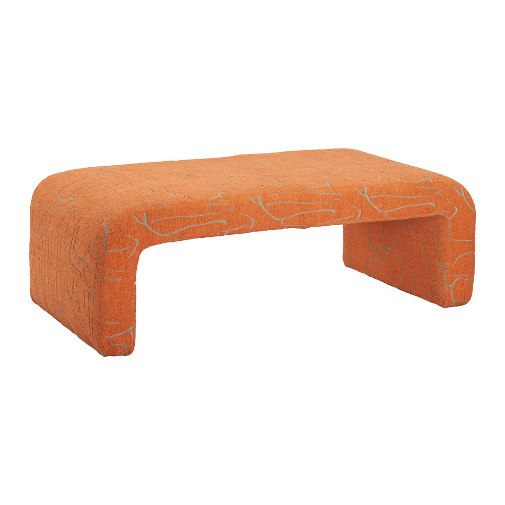 Banca para Comedor de Empresa 1 Plaza - ZUO NENDO - Naranja Abstracto - Asiento y Respaldo Tapizados en Tela Estampada