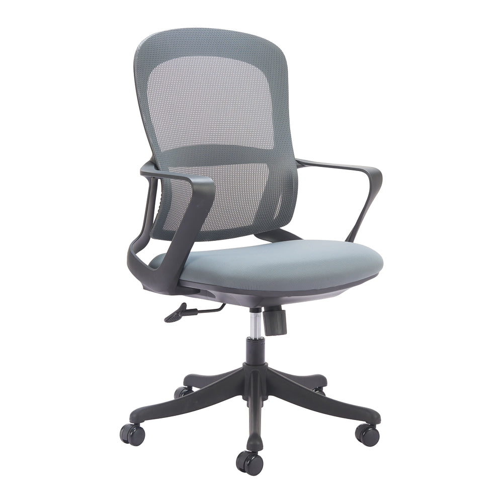 Silla de Oficina Secretarial para Centro de Cómputo - ZUO DELO - Gris - Respaldo en Malla y Asiento Tapizado