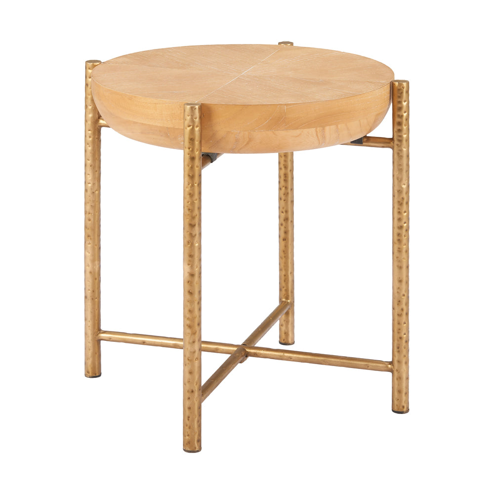 Mesa Auxiliar para Recepción - ZUO HALVA - Natural - Cubierta de MDF con Chapa de Madera y Estructura de Acero Martillado