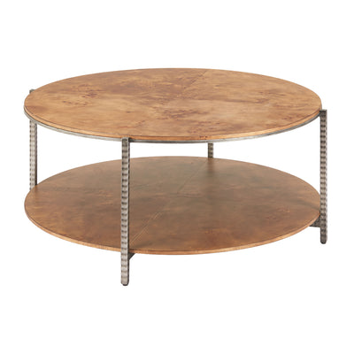 Mesa de Centro para Consultorio - ZUO ADNA - Café - Cubierta de MDF con Chapa de Raíz y Estructura de Acero Martillado