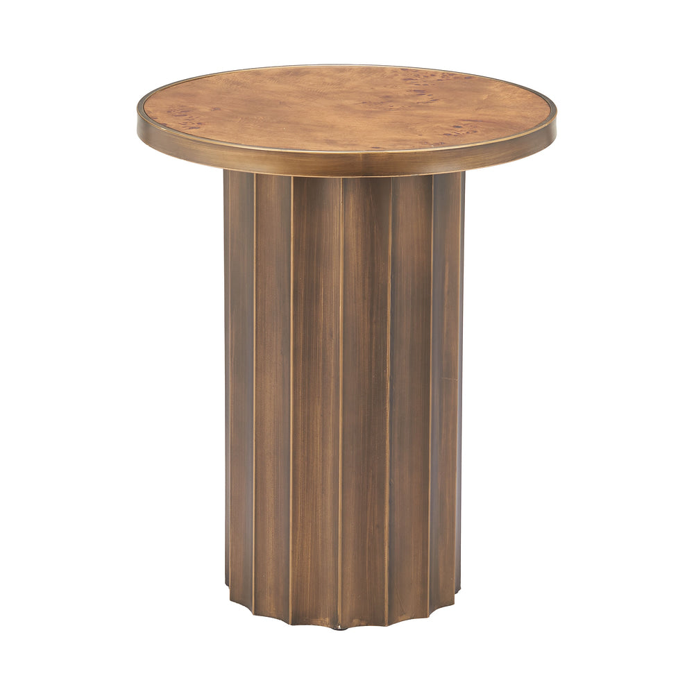 Mesa Auxiliar para Área de Descanso - ZUO AFINATO - Café - Cubierta de MDF con Chapa de Raíz y Estructura de Acero