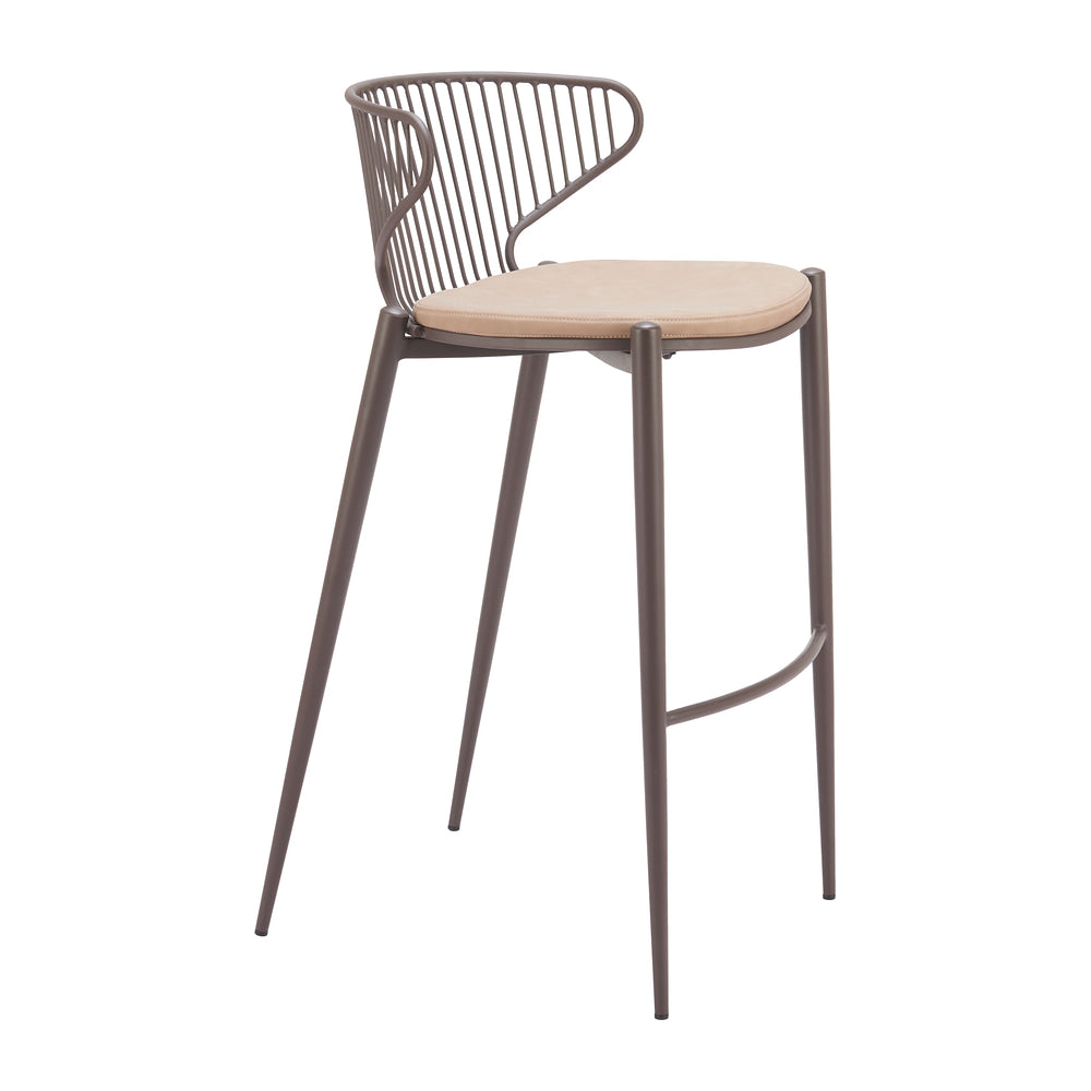 Banco Alto para Cantina - ZUO SILUES - Varios Colores - Asiento y Respaldo Tapizados en Piel Sintética