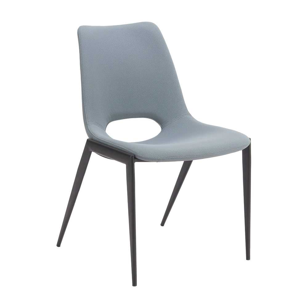 Silla Comercial para Salón de Eventos - ZUO DESI - Varios Colores - Asiento y Respaldo Tapizados en Piel Sintética - Gris Azulado