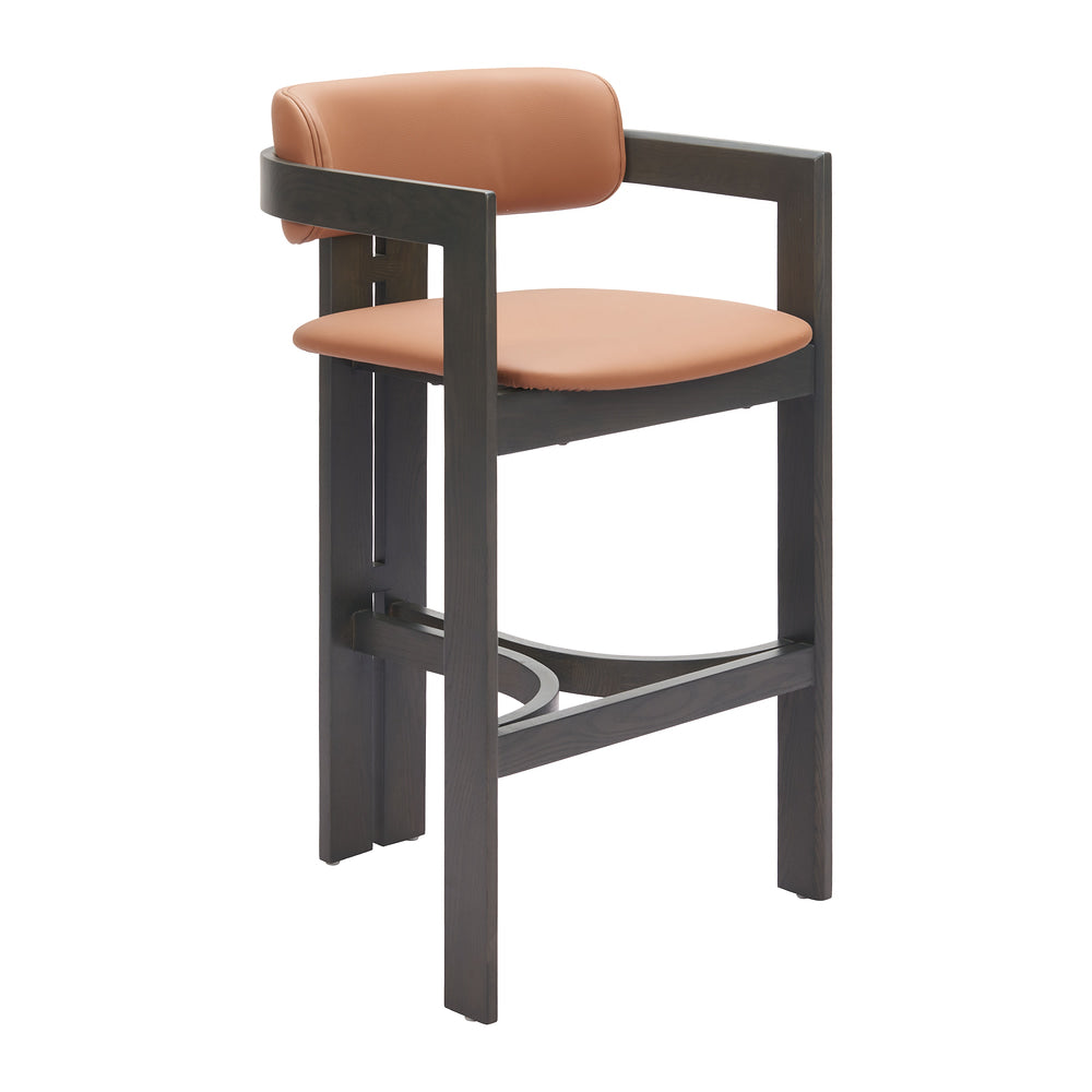 Banco Alto para Cafetería - ZUO SHAILI - Café - Asiento y Respaldo Tapizados en Piel Sintética