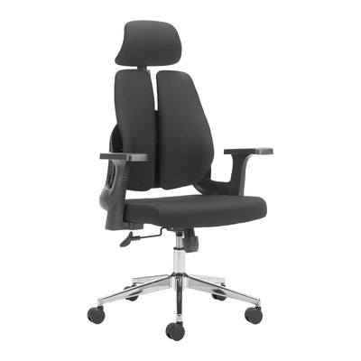 Silla de Oficina Secretarial para Centro de Cómputo - ZUO GENRIC - Negro - Respaldo en Malla y Asiento Tapizado