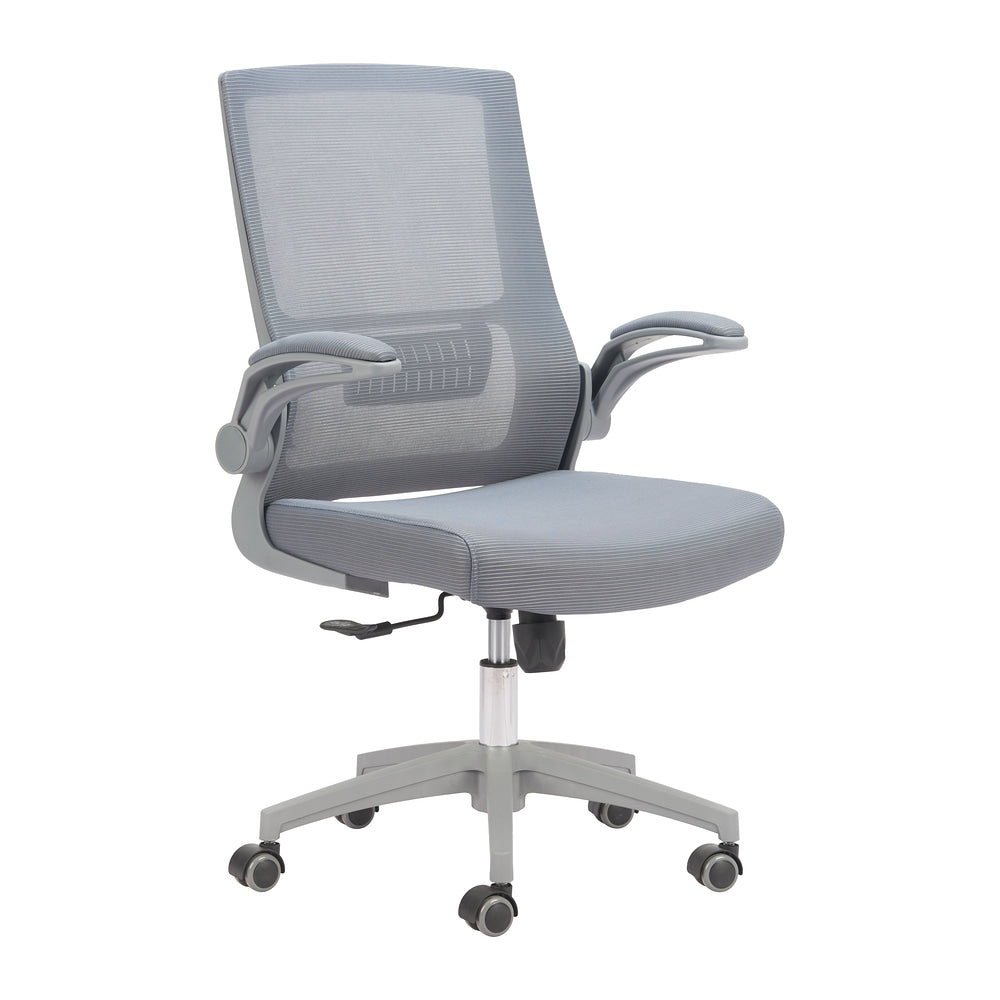 Silla de Oficina Secretarial para Home Office - ZUO PATER - Gris - Respaldo en Malla y Asiento Tapizado