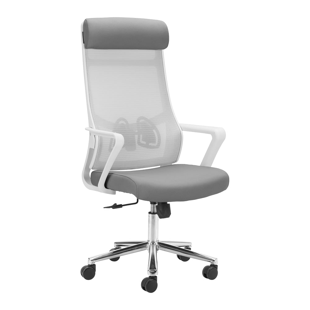 Silla de Oficina Secretarial para Centro de Cómputo - ZUO JETT - Gris Claro - Respaldo en Malla y Asiento Tapizado