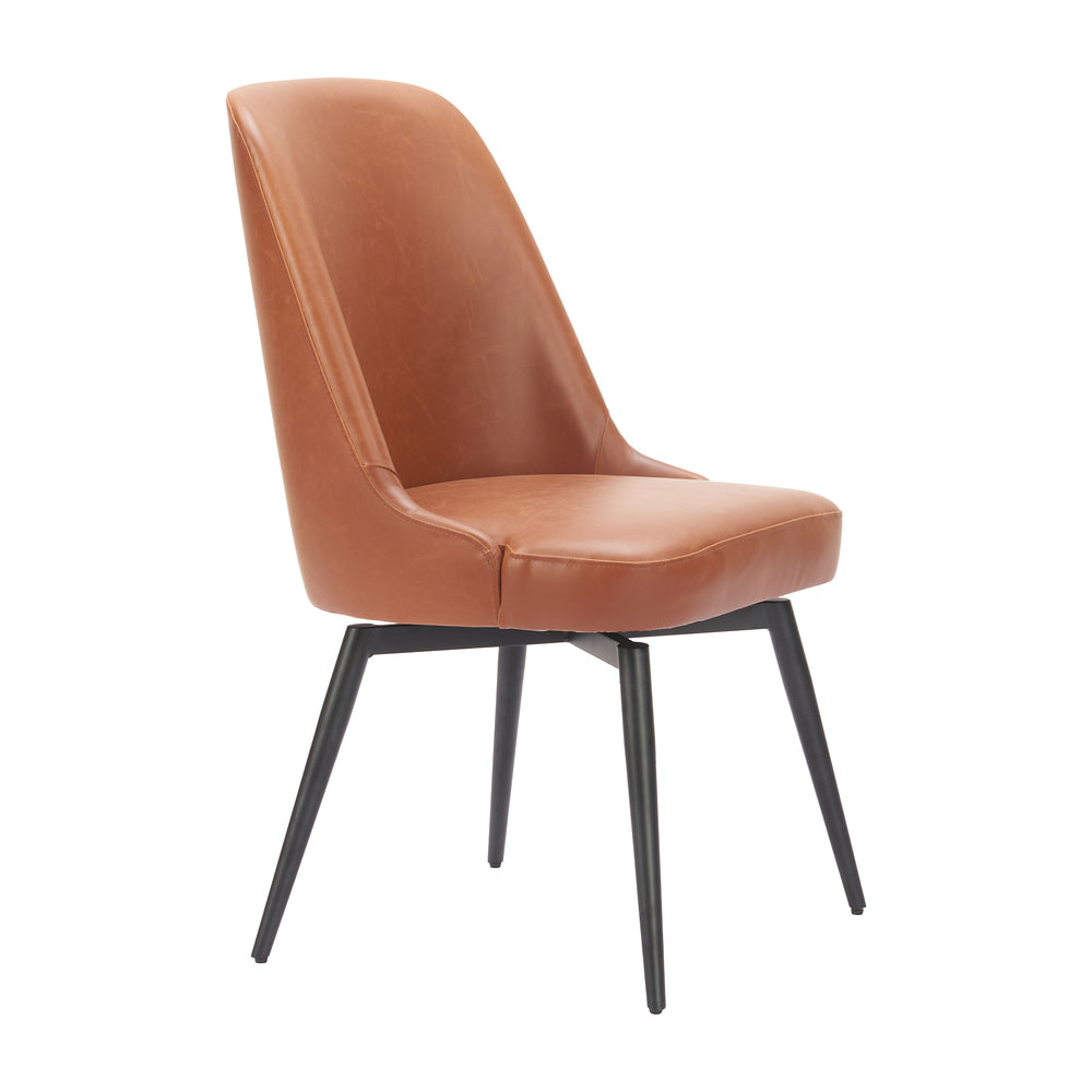 Silla Comercial para Hotel - ZUO KEPPEL - Varios Colores - Asiento y Respaldo Tapizados en Piel Sintética - Café