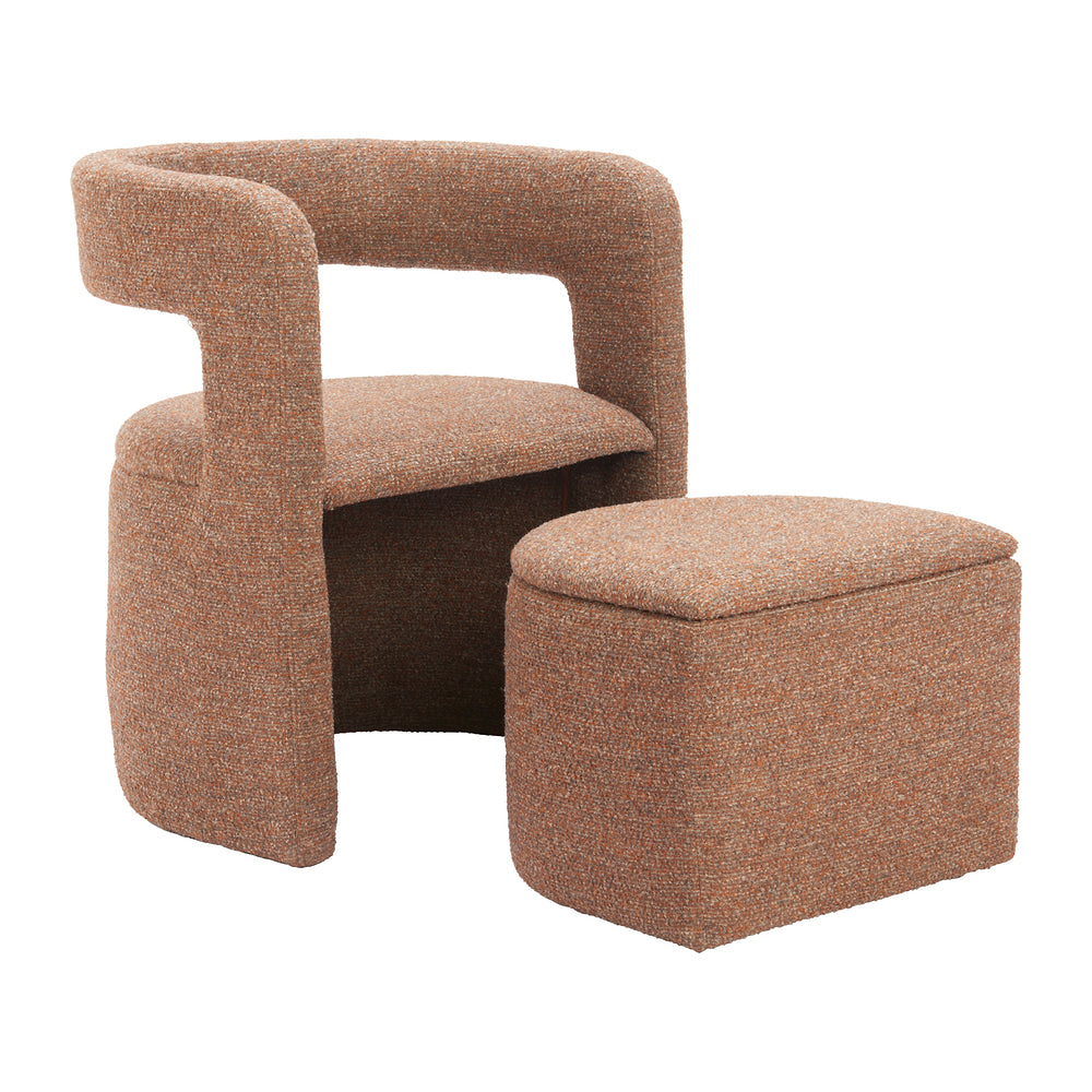 Sillón Ocasional para Sala de Espera - ZUO ATRIA - Café Tostado - Asiento y Respaldo Tapizados en Tela Tipo Borrego