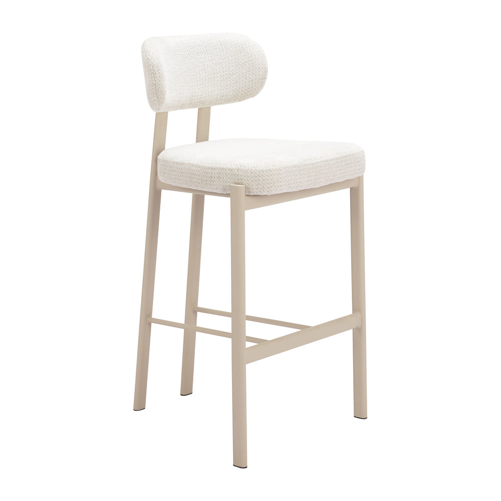 Banco Alto para Cafetería - ZUO AUREA - Gris Claro - Asiento y Respaldo Tapizados en Tejido Texturizado