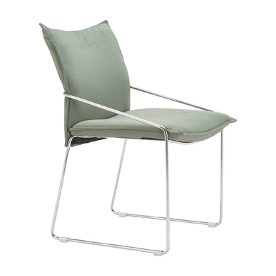 Silla Comercial para Restaurante - ZUO POLA - Verde - Asiento y Respaldo Tapizados en Lino Sintético