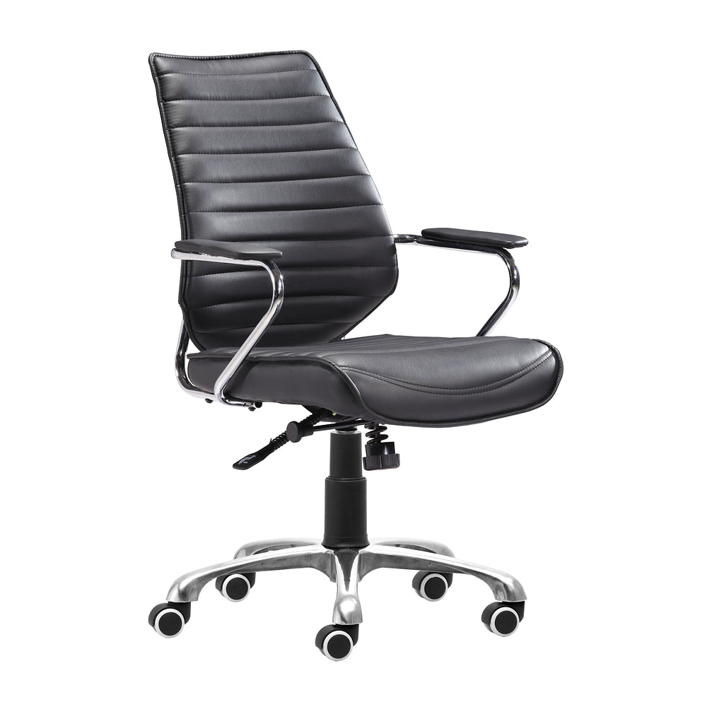 Silla de Oficina Secretarial para Home Office - ZUO ENTERPRISE - Varios Colores - Asiento y Respaldo Tapizados en Piel Sintética - Negro