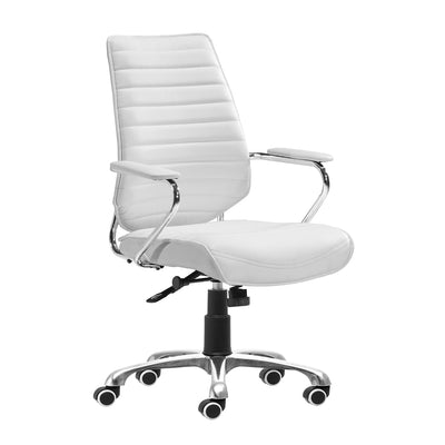 Silla de Oficina Secretarial para Home Office - ZUO ENTERPRISE - Varios Colores - Asiento y Respaldo Tapizados en Piel Sintética - Blanco