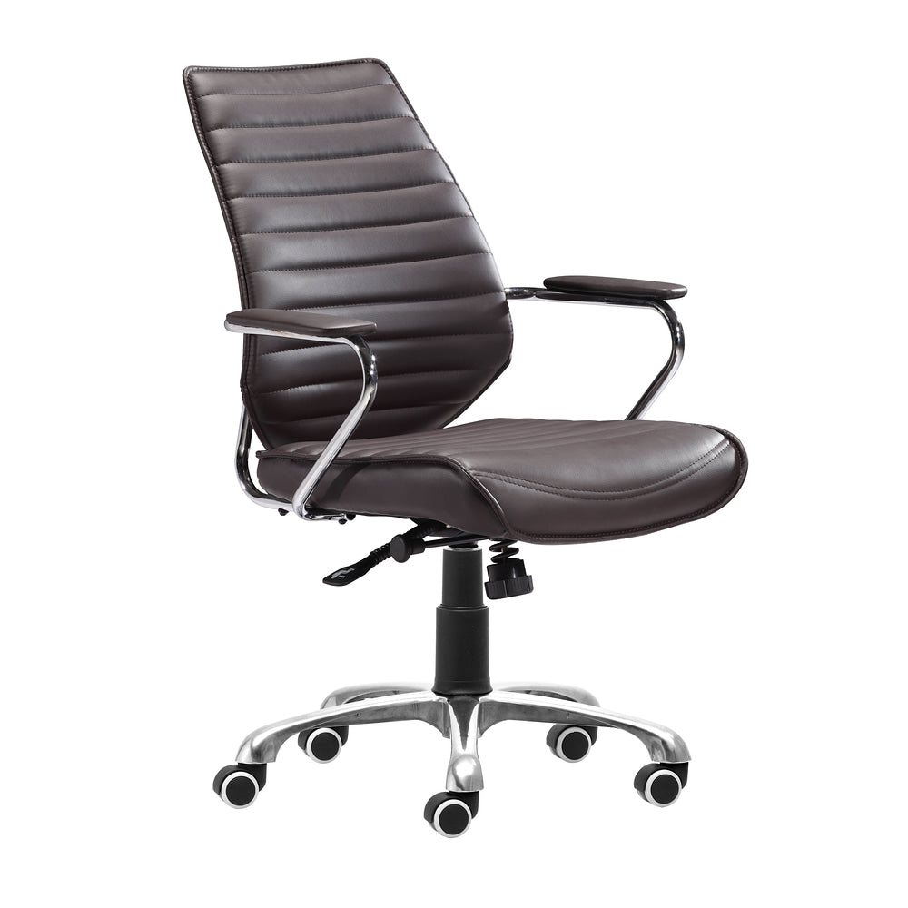 Silla de Oficina Secretarial para Home Office - ZUO ENTERPRISE - Varios Colores - Asiento y Respaldo Tapizados en Piel Sintética - Espresso