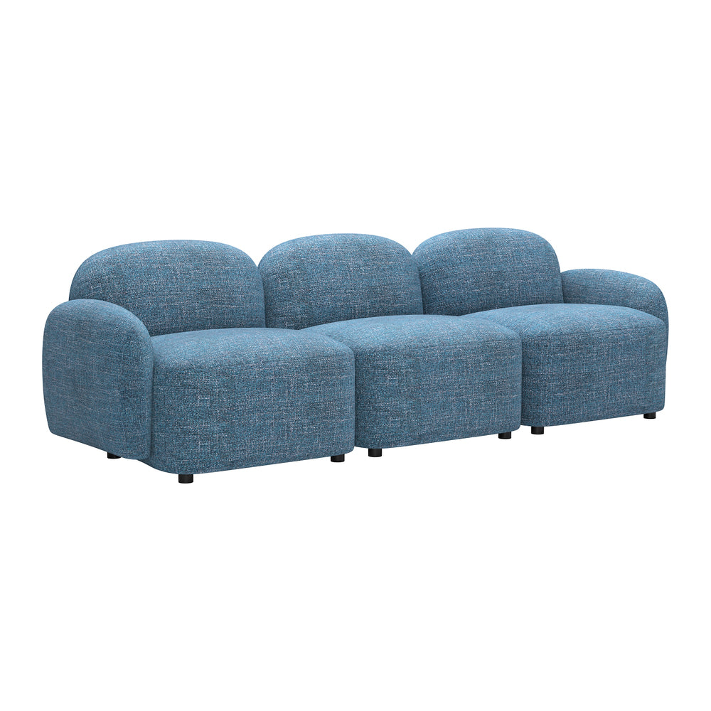Sofá para Sala de Espera 3 Plazas - ZUO CLEO - Azul - Asiento y Respaldo Tapizados en Tejido Texturizado