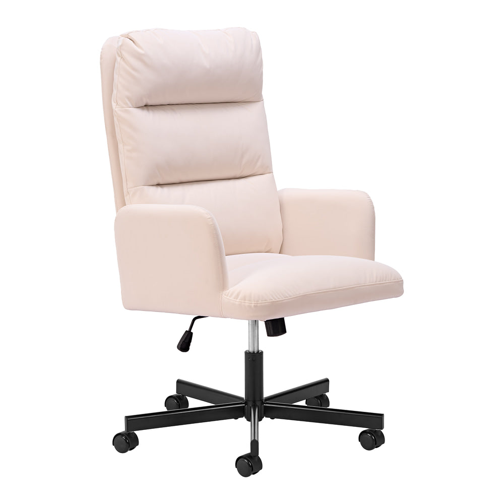 Silla de Oficina Secretarial para Recepción - ZUO SABLE - Varios Colores - Asiento y Respaldo Tapizados en Piel Sintética - Marfil