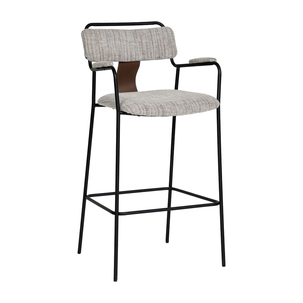 Banco Alto para Pub - ZUO COUVA - Gris Tweed - Asiento y Respaldo Tapizados en Piel Sintética
