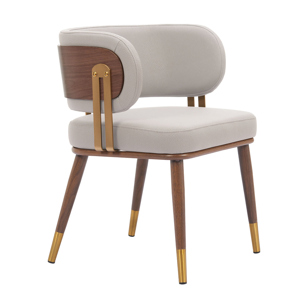 Silla Comercial para Bistró - ZUO BREW - Varios Colores - Asiento y Respaldo Tapizados en Piel Sintética - Beige y Nogal
