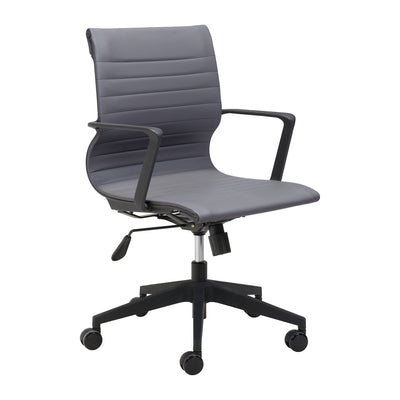 Silla de Oficina Secretarial para Consultorio - ZUO STACY - Gris Oscuro - Asiento y Respaldo Tapizados en Piel Sintética