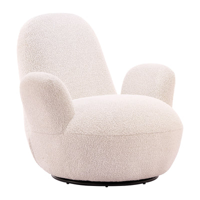 Silla Comercial para Cafetería - ZUO LUNET - Marfil - Asiento y Respaldo Tapizados en Tela Tipo Borrego
