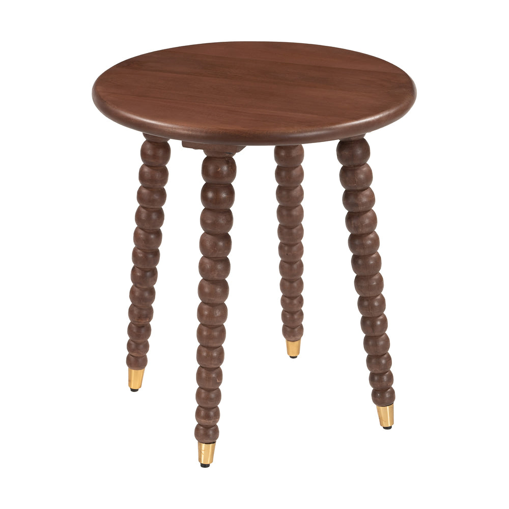 Mesa Auxiliar para Habitación de Hotel - ZUO JAMIL - Nogal - Cubierta de Mango Macizo y Estructura de Hierro con Recubrimiento en Polvo