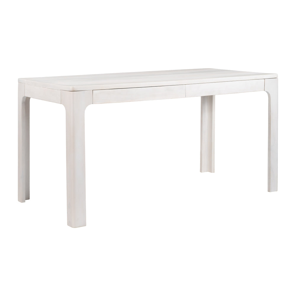 Escritorio para Coworking - ZUO SUNA - Blanco Decapado - Cubierta de Mango Macizo Decapado y Estructura de Mango Macizo