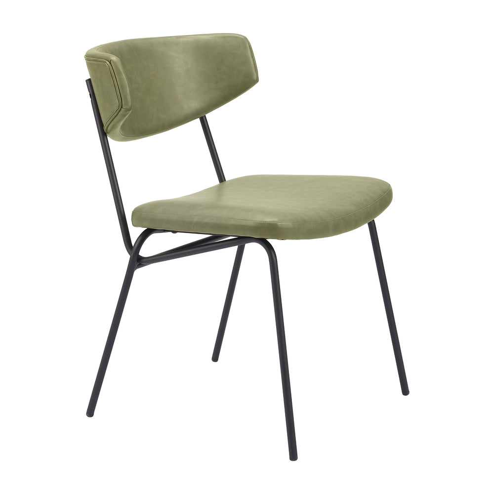 Silla Comercial para Food Court - ZUO CHARON - Varios Colores - Asiento y Respaldo Tapizados en Piel Sintética - Verde